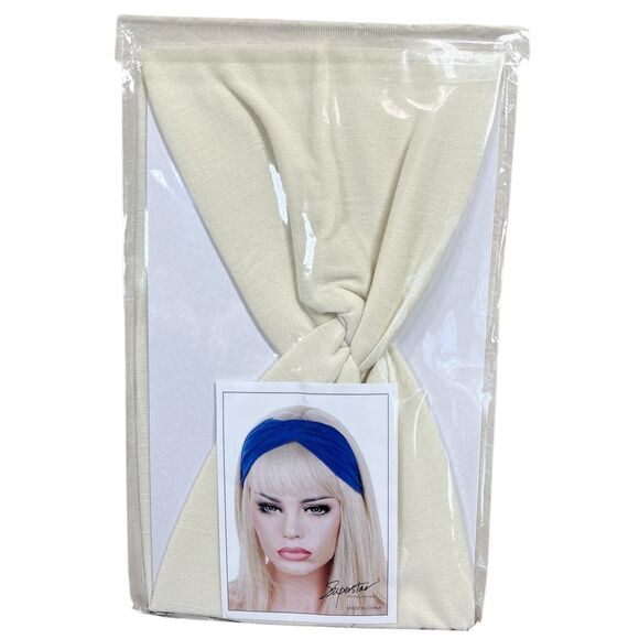 HeadBands Cream Wide Large Turban Boho Cloth Hairband Twisted Knot Yoga Hippie - Picture 1 of 11